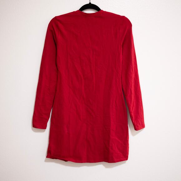 Reformation Tam Knit Dress Sangre Red Henley Mini Cotton Blend SZ M - Picture 4 of 7